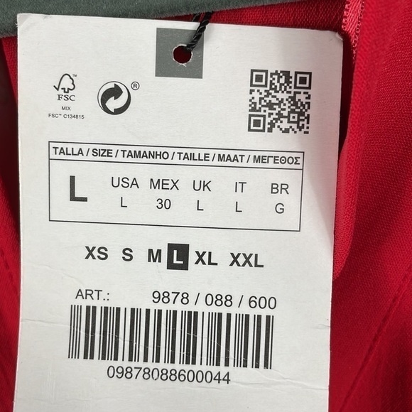 NWT Zara Red Romper Half Puff Dolman Sleeve V Neck Shorts Sz L - Picture 13 of 15